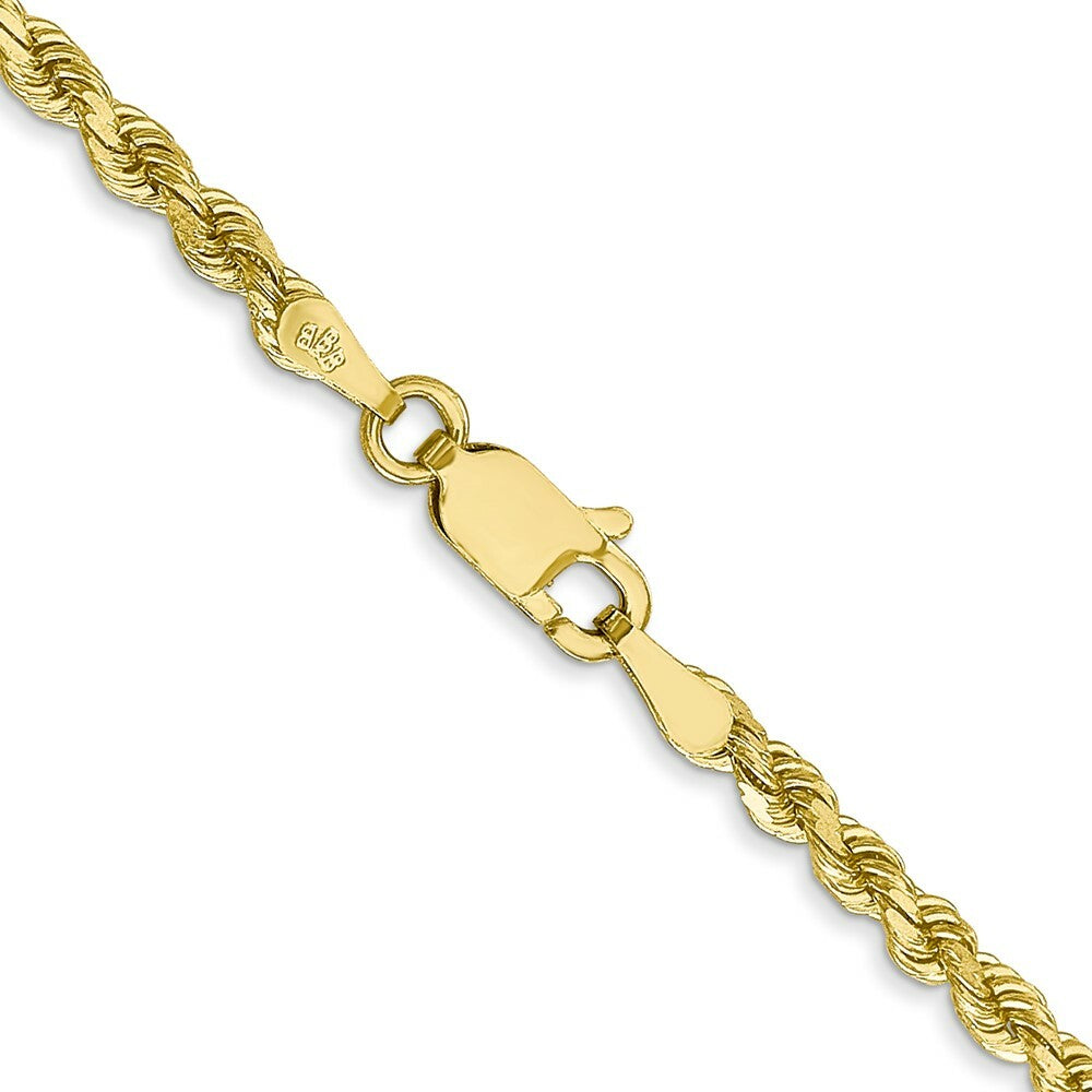 10K Yellow Gold 2.75mm Handmade Diamond-cut Rope Chain Necklace