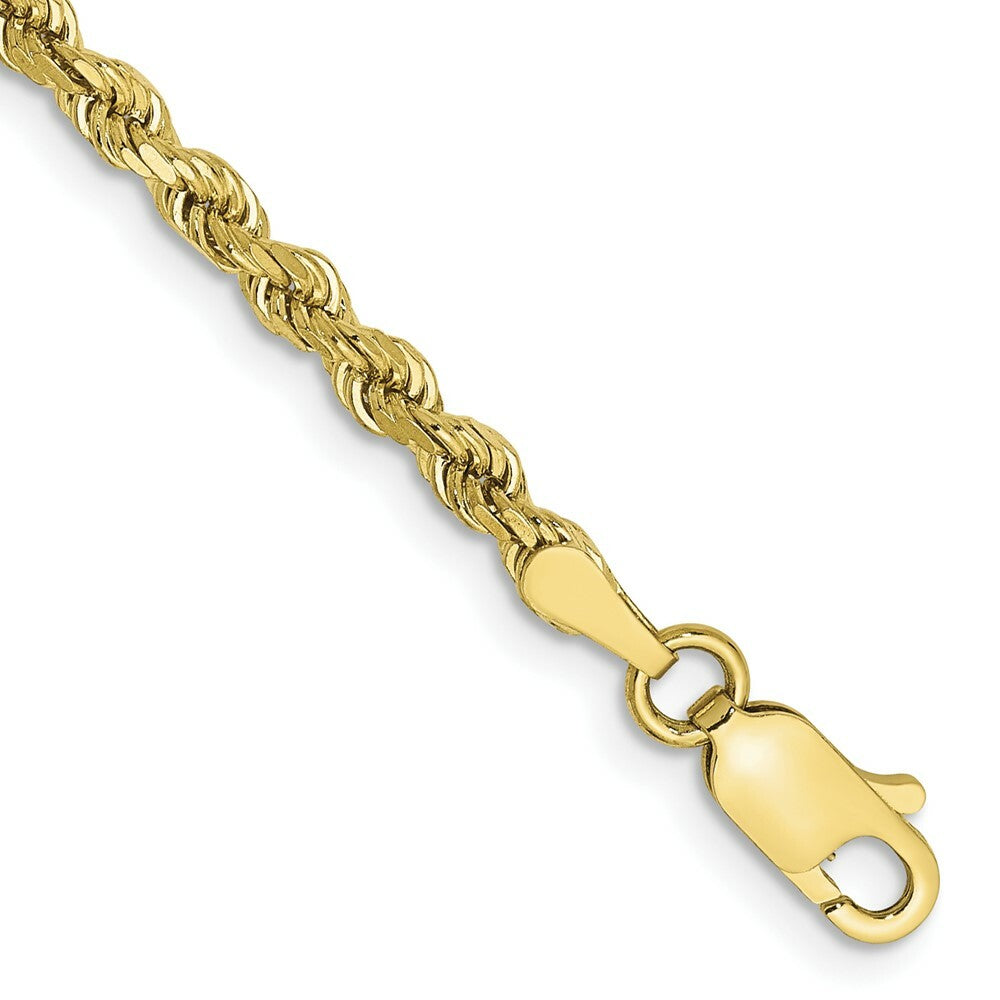 10K Yellow Gold 2.75mm Handmade Diamond-cut Rope Chain Bracelet
