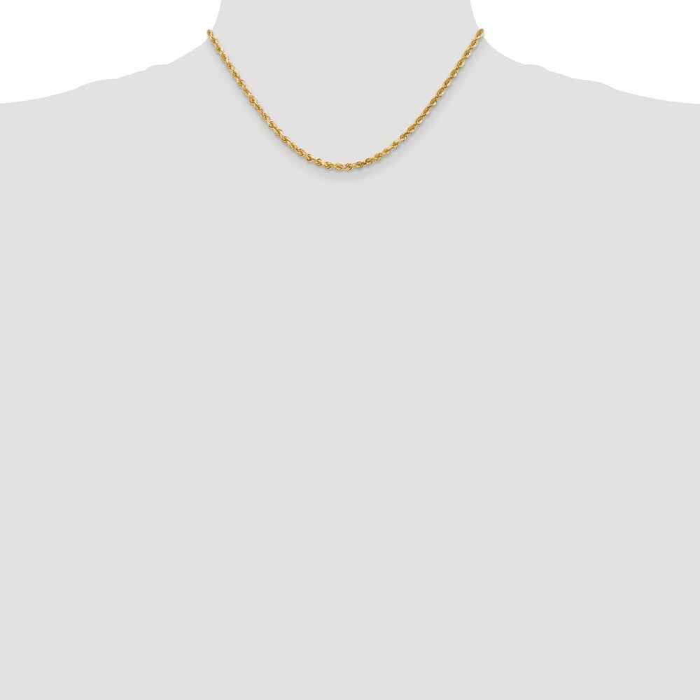10K Yellow Gold 3mm Handmade Diamond-cut Rope Chain Necklace
