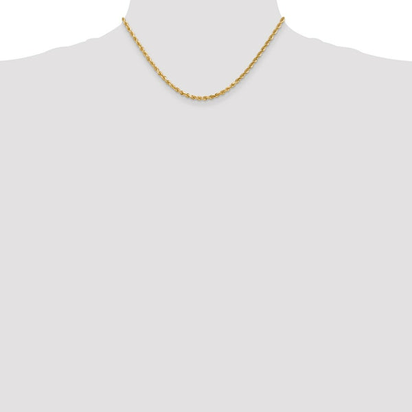 10K Yellow Gold 3mm Handmade Diamond-cut Rope Chain Necklace