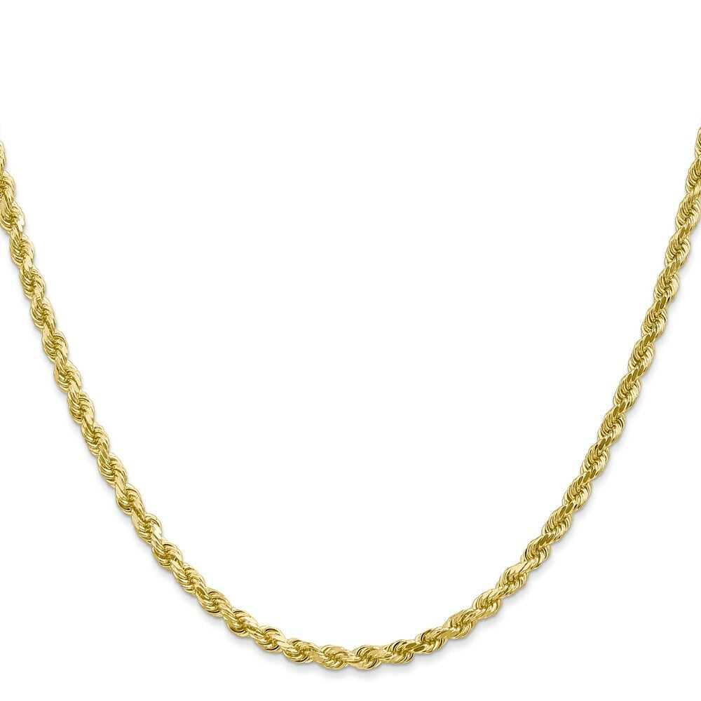 10K Yellow Gold 3mm Handmade Diamond-cut Rope Chain Necklace
