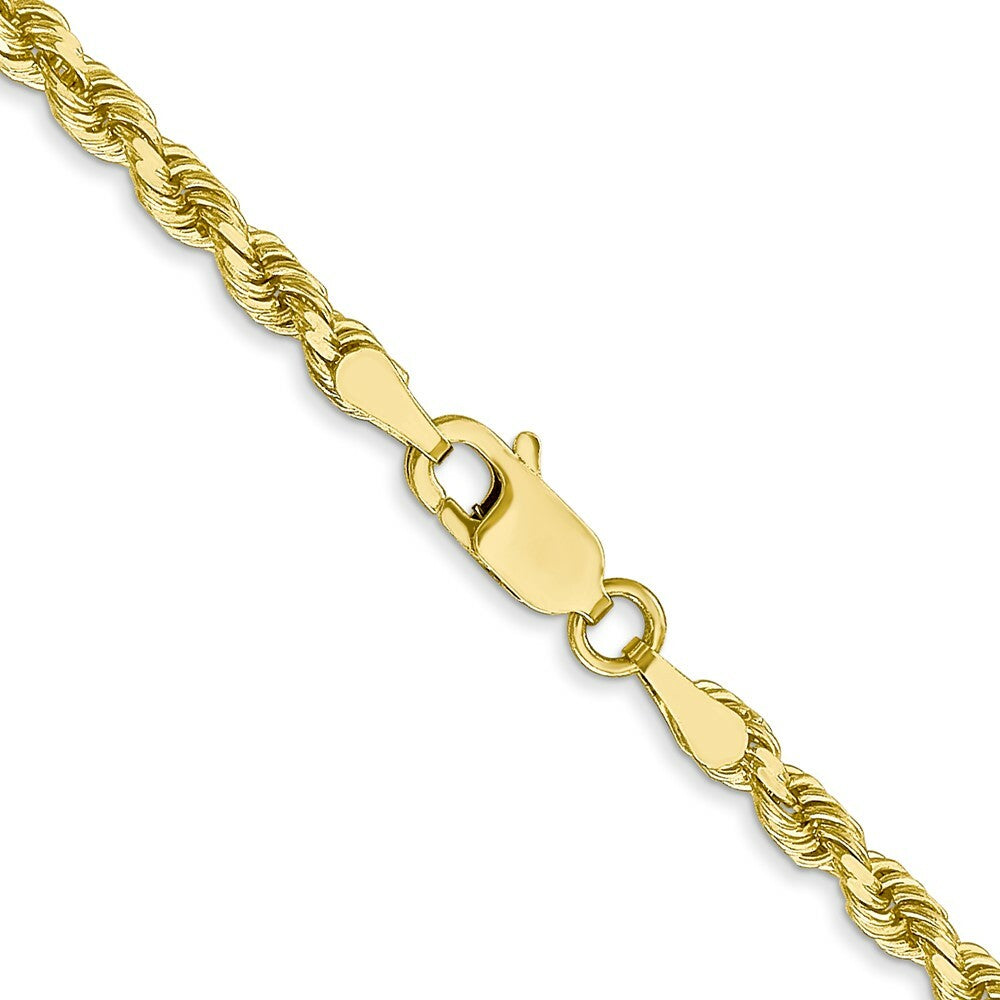 10K Yellow Gold 3mm Handmade Diamond-cut Rope Chain Necklace