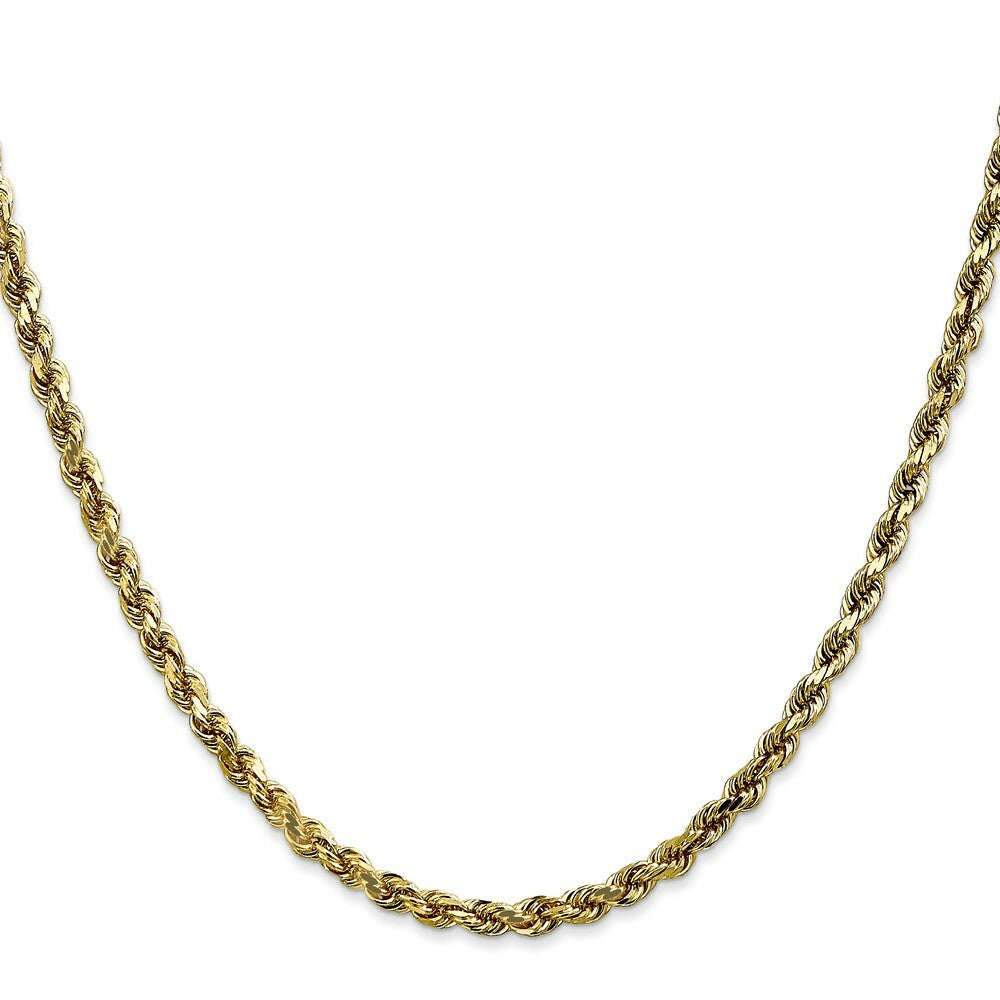 10K Yellow Gold 3.5mm Handmade Diamond-cut Rope Chain Necklace