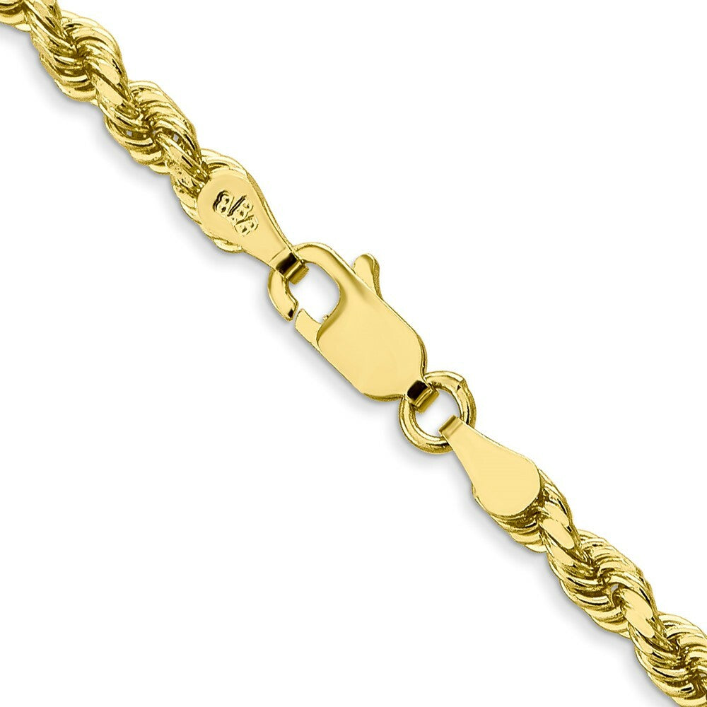 10K Yellow Gold 3.5mm Handmade Diamond-cut Rope Chain Necklace