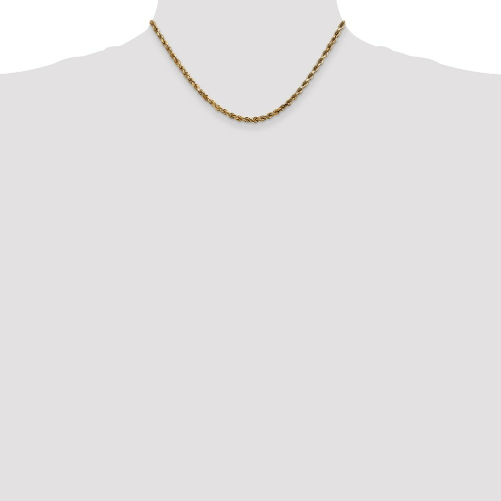 10K Yellow Gold 3.5mm Handmade Diamond-cut Rope Chain Necklace