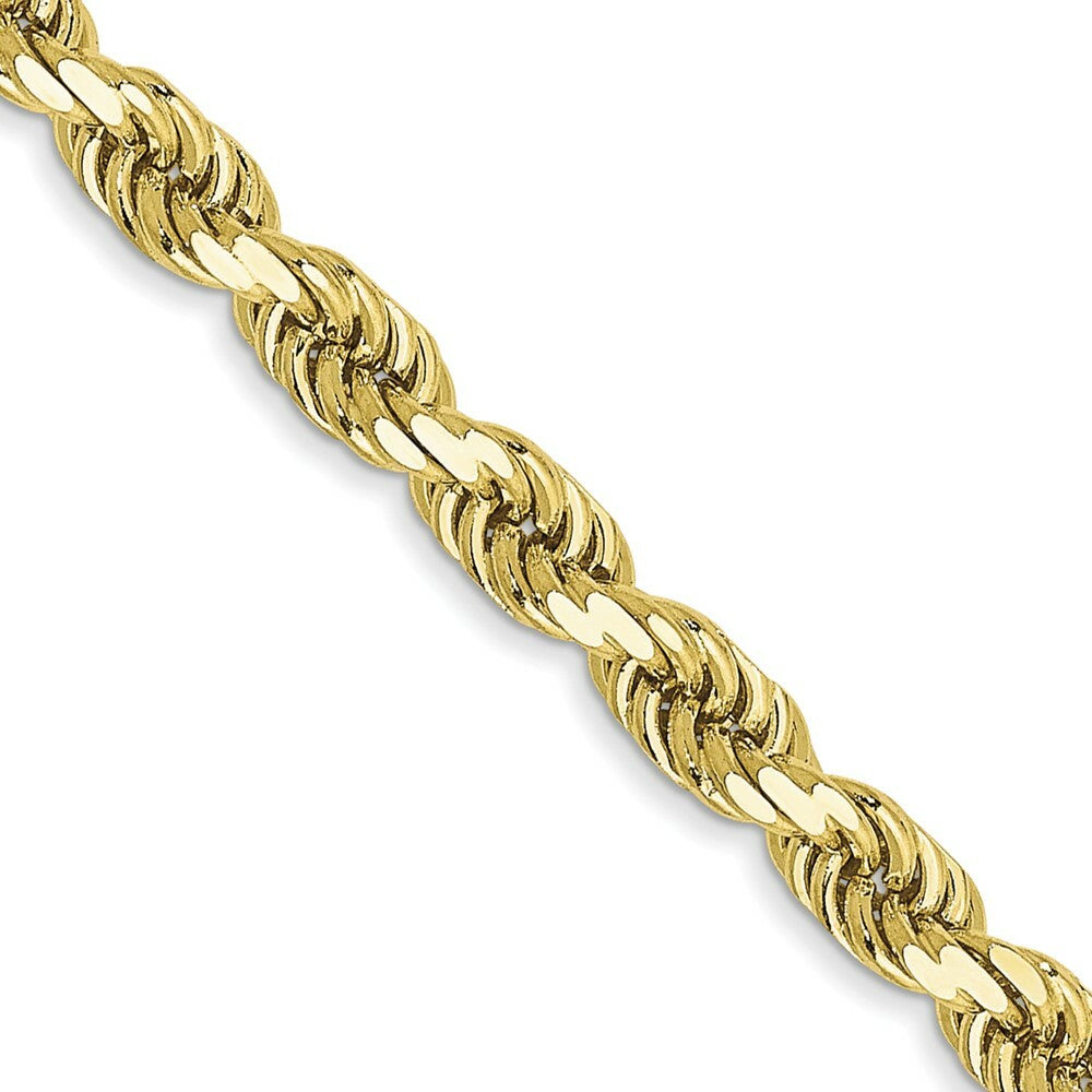 10K Yellow Gold 3.5mm Handmade Diamond-cut Rope Chain Necklace