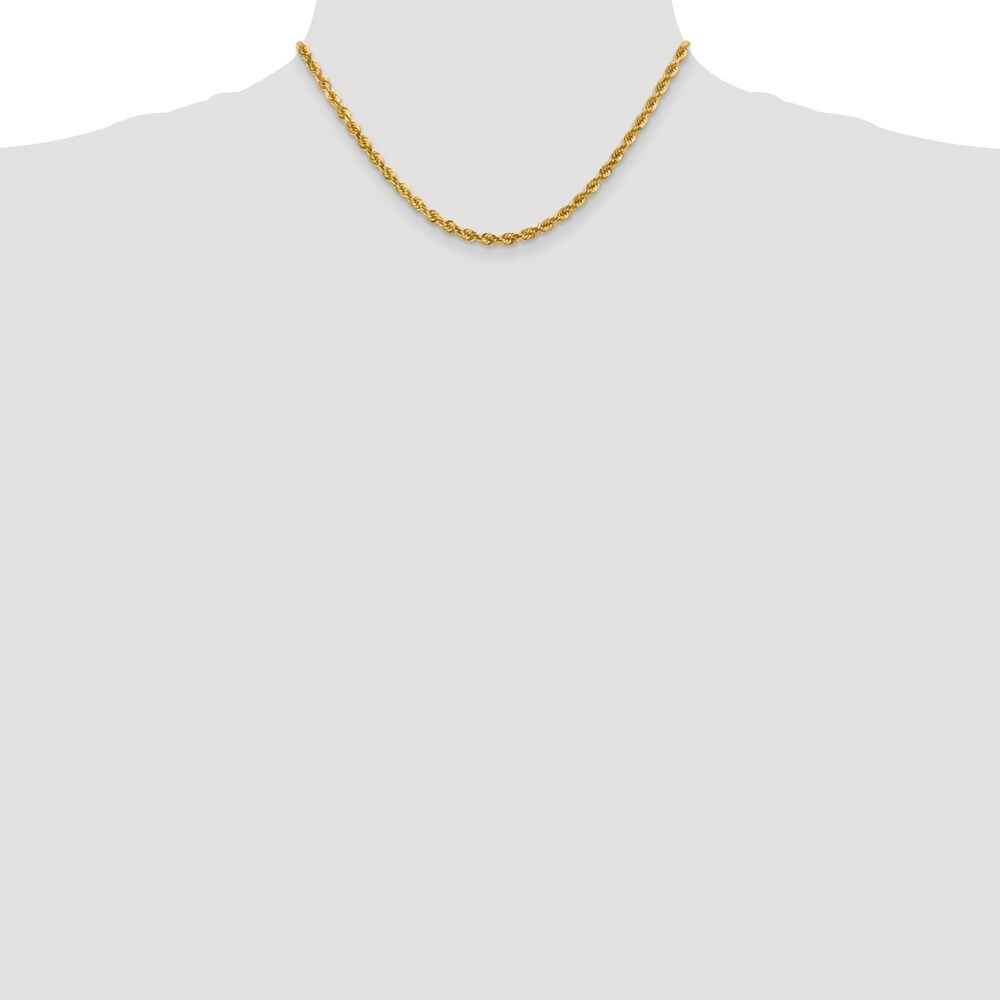10K Yellow Gold 4mm Handmade Diamond-cut Rope Chain Necklace