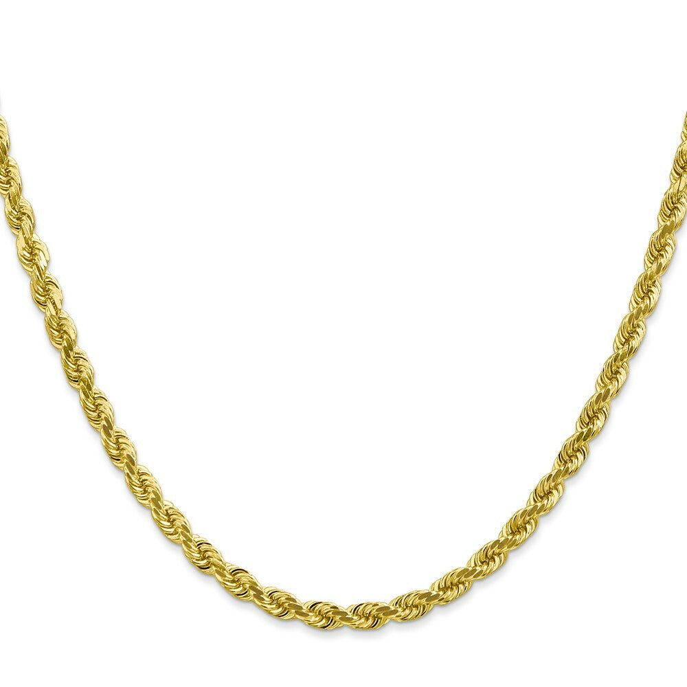 10K Yellow Gold 4mm Handmade Diamond-cut Rope Chain Necklace