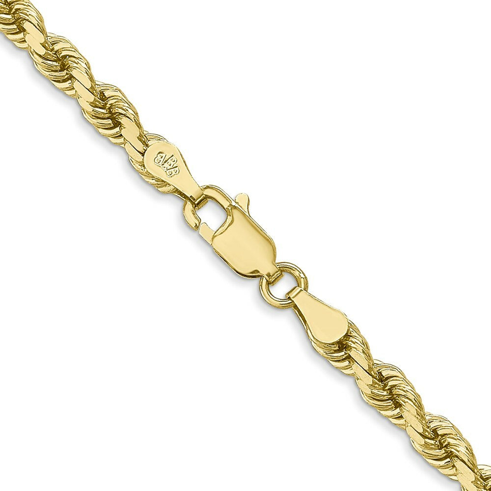 10K Yellow Gold 4mm Handmade Diamond-cut Rope Chain Necklace