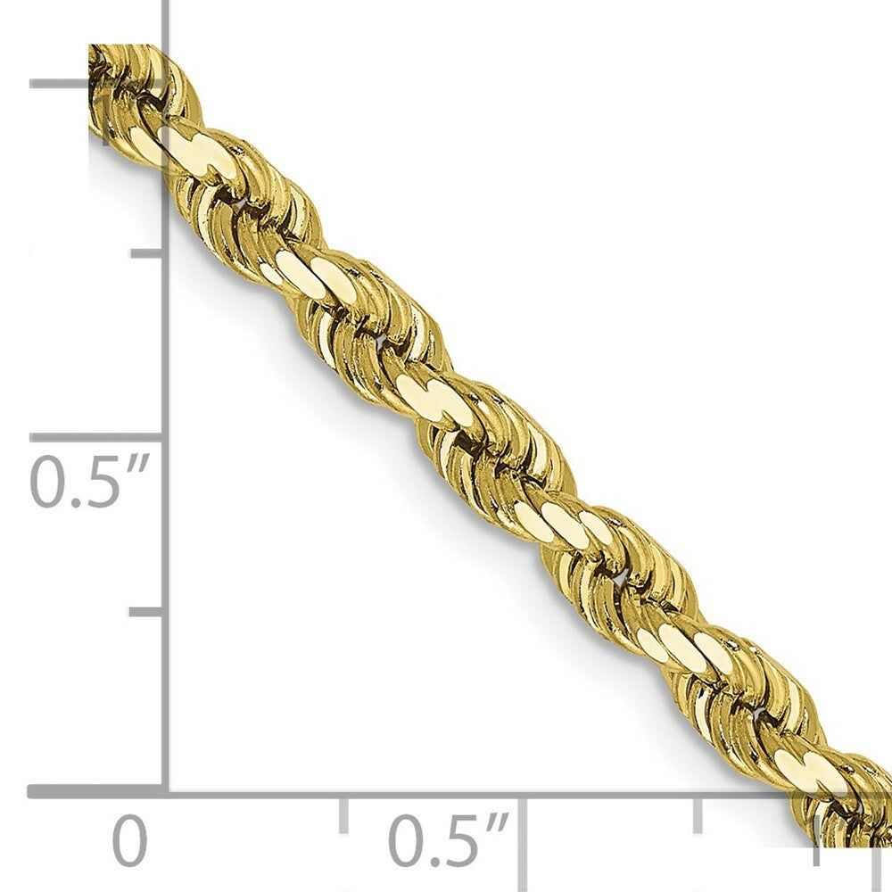 10K Yellow Gold 4mm Handmade Diamond-cut Rope Chain Necklace