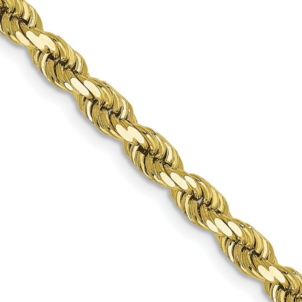 10K Yellow Gold 4mm Handmade Diamond-cut Rope Chain Necklace