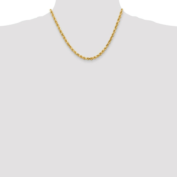 10K Yellow Gold 4mm Handmade Diamond-cut Rope Chain Bracelet
