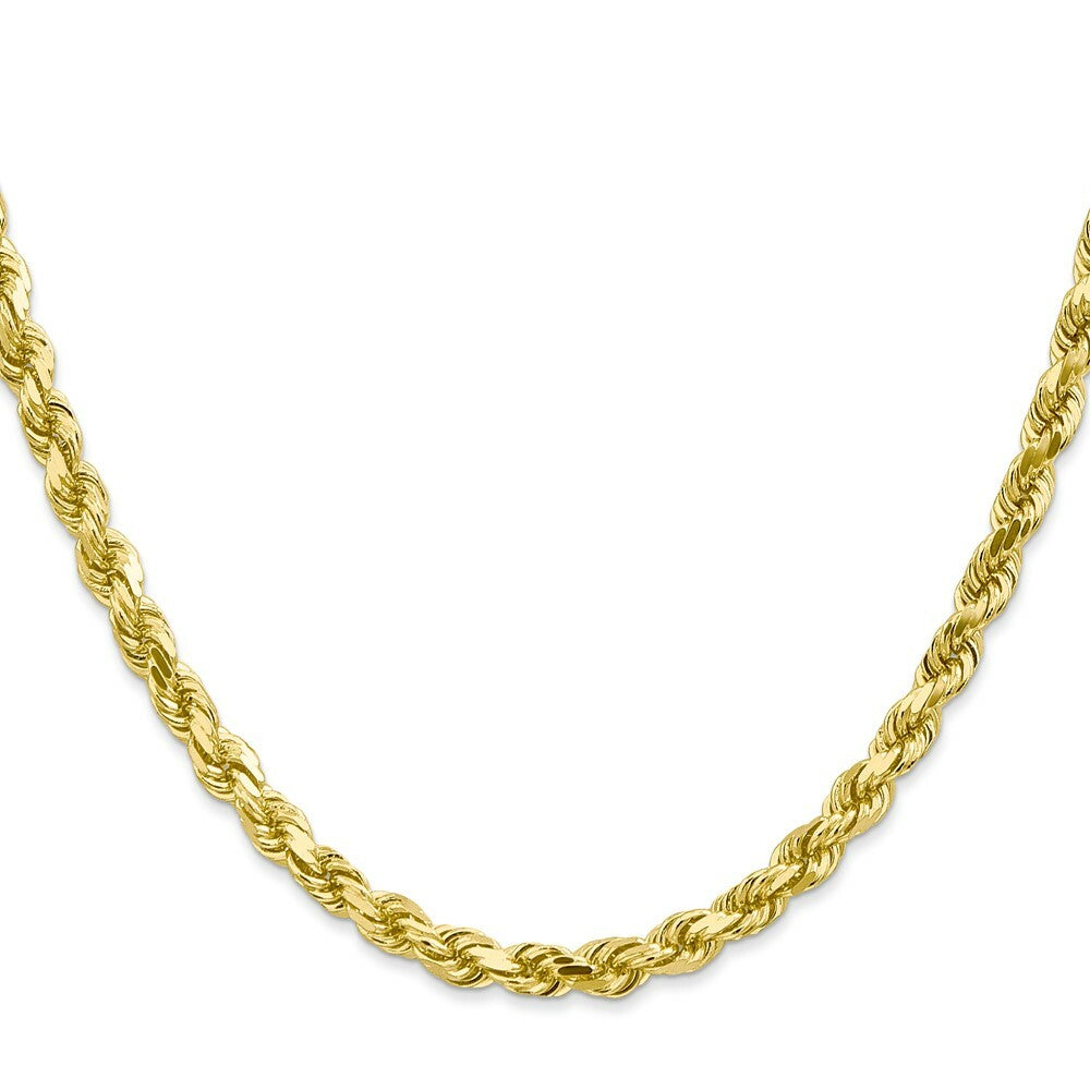 10K Yellow Gold 4mm Handmade Diamond-cut Rope Chain Bracelet