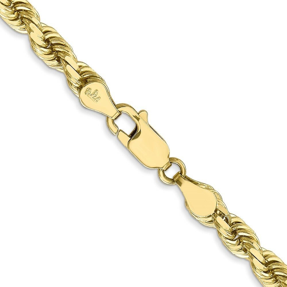 10K Yellow Gold 4mm Handmade Diamond-cut Rope Chain Bracelet