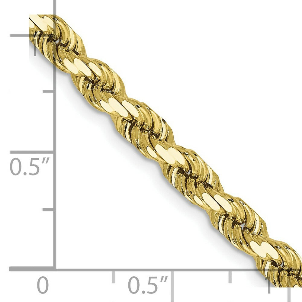 10K Yellow Gold 4mm Handmade Diamond-cut Rope Chain Bracelet