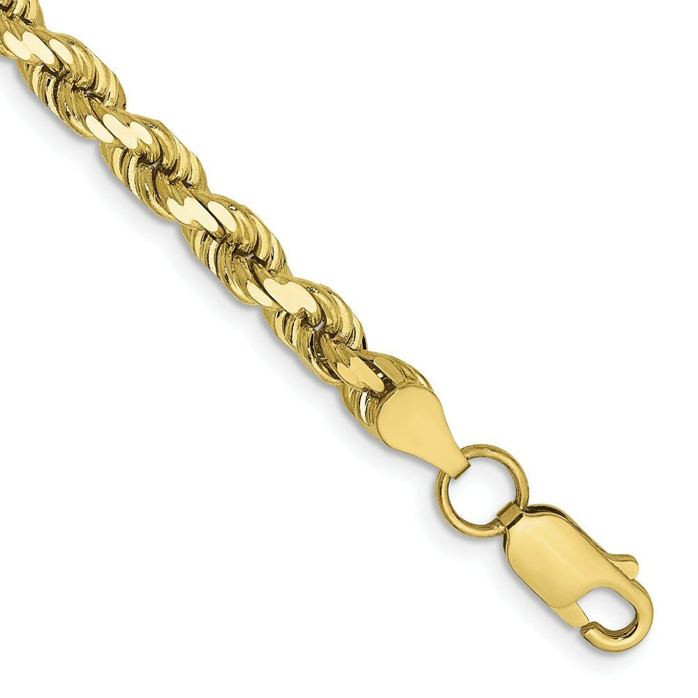 10K Yellow Gold 5mm Handmade Diamond-cut Rope Chain Bracelet