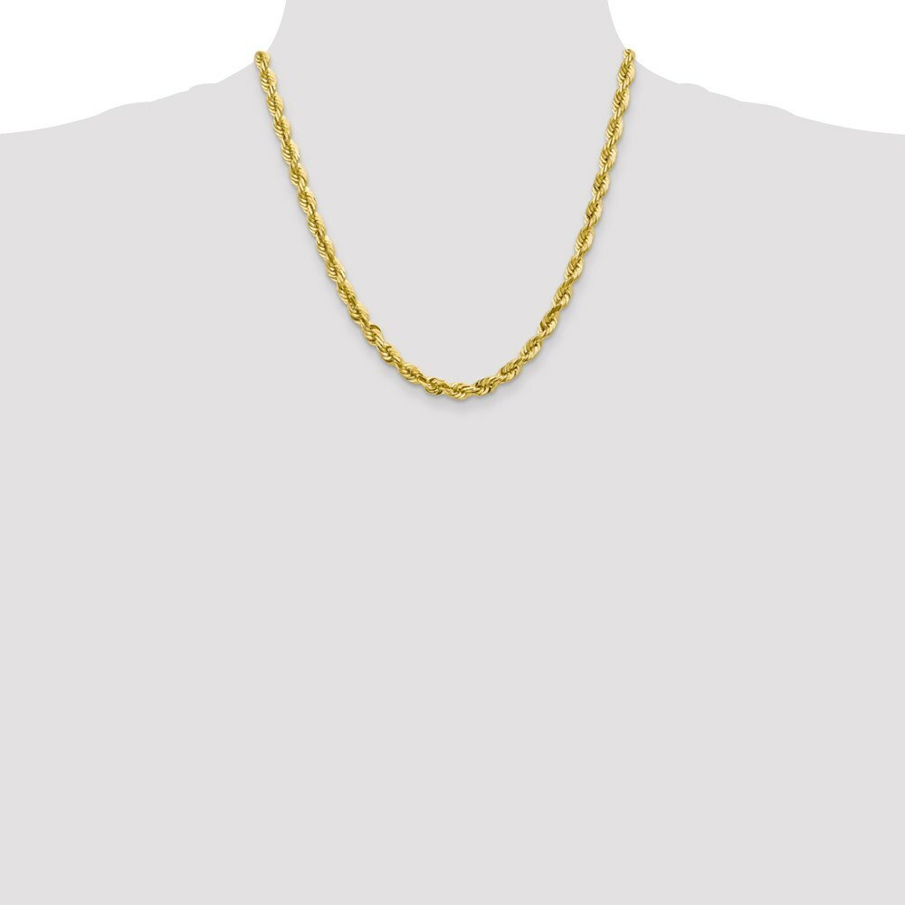 10K Yellow Gold 6mm Handmade Diamond-cut Rope Chain Necklace