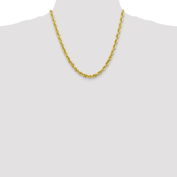 10K Yellow Gold 6mm Handmade Diamond-cut Rope Chain Necklace