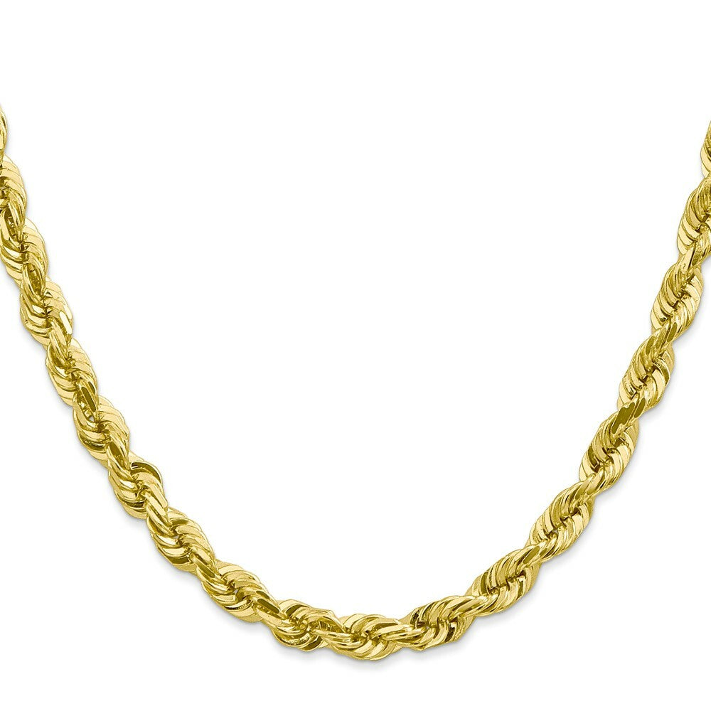 10K Yellow Gold 6mm Handmade Diamond-cut Rope Chain Necklace