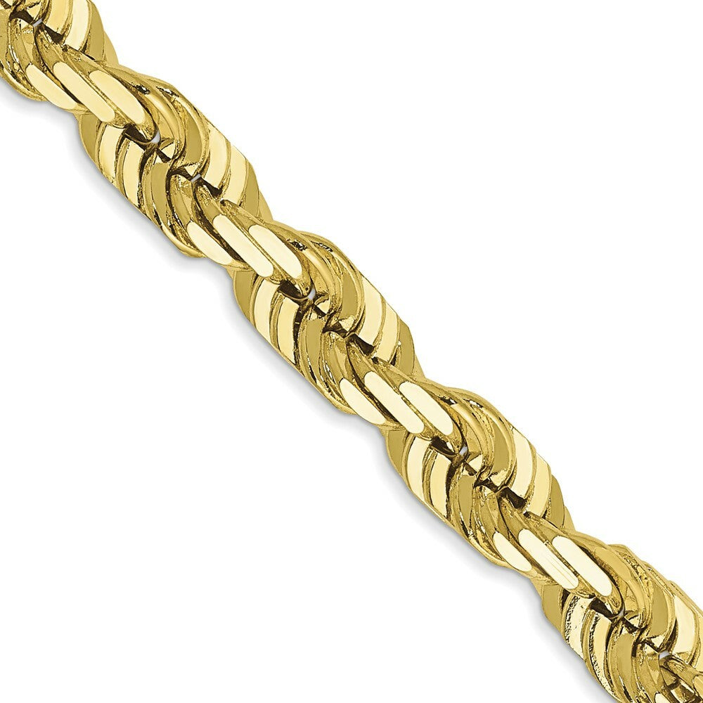 10K Yellow Gold 6mm Handmade Diamond-cut Rope Chain Necklace