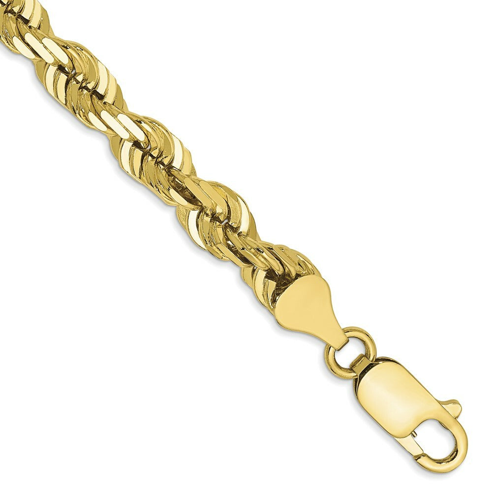 10K Yellow Gold 6mm Handmade Diamond-cut Rope Chain Bracelet