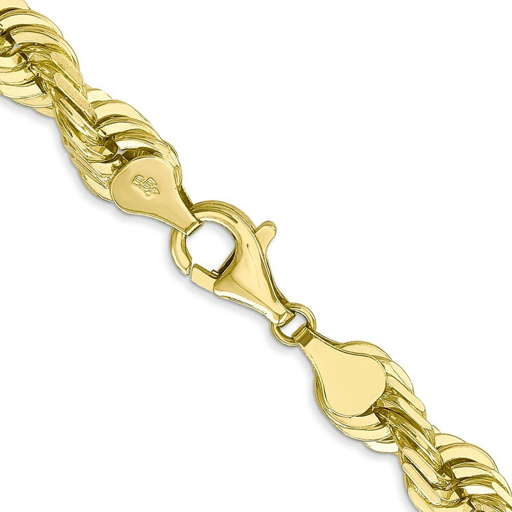 10K Yellow Gold 7mm Handmade Diamond-cut Rope Chain Necklace