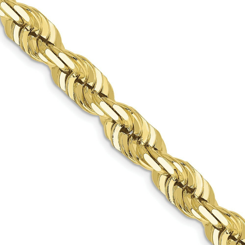 10K Yellow Gold 7mm Handmade Diamond-cut Rope Chain Necklace