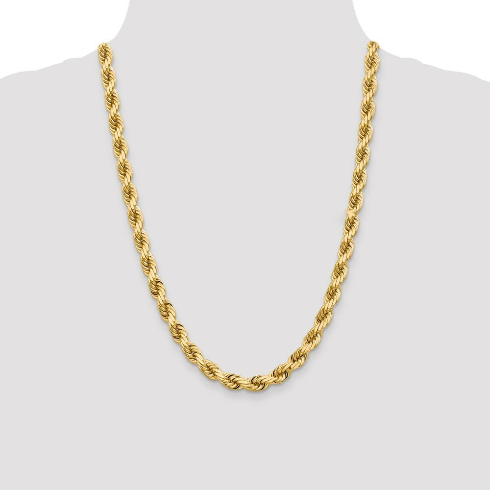 10K Yellow Gold 8mm Handmade Diamond-cut Rope Chain Necklace