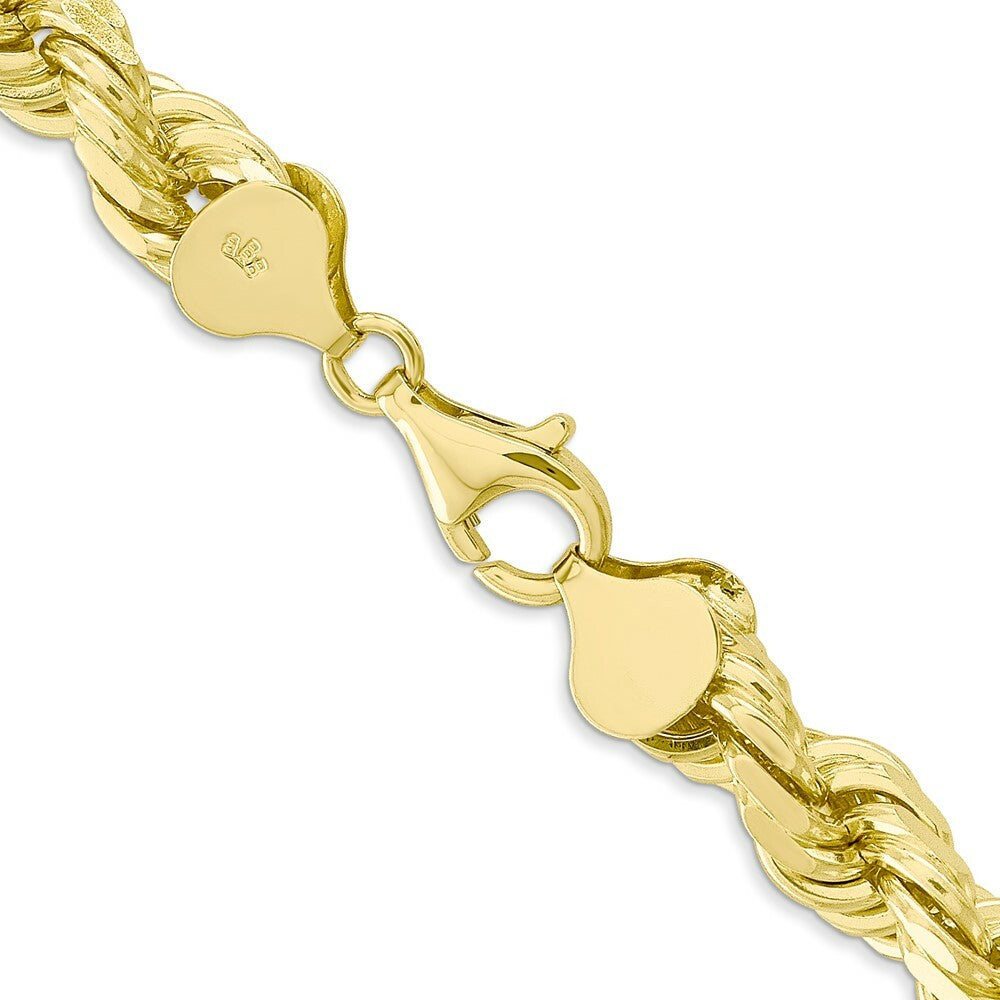 10K Yellow Gold 8mm Handmade Diamond-cut Rope Chain Necklace