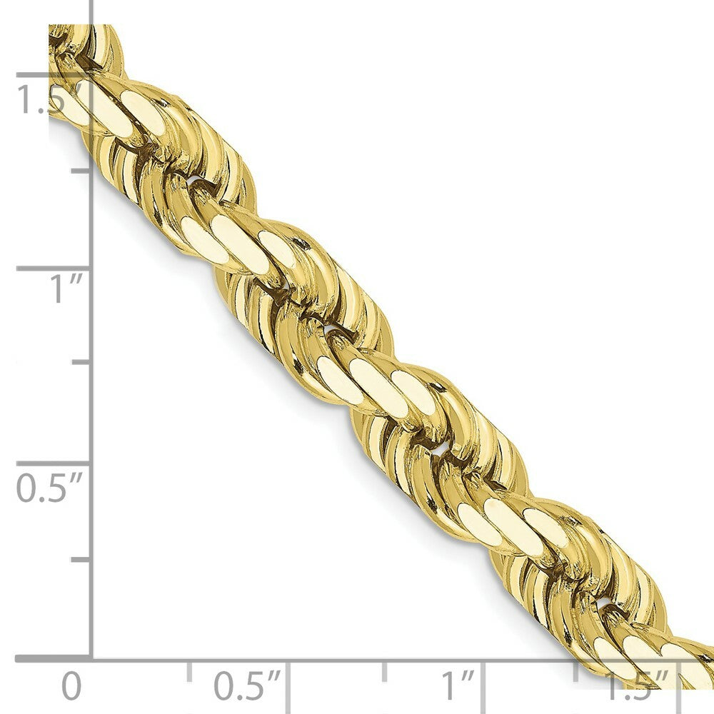 10K Yellow Gold 8mm Handmade Diamond-cut Rope Chain Necklace