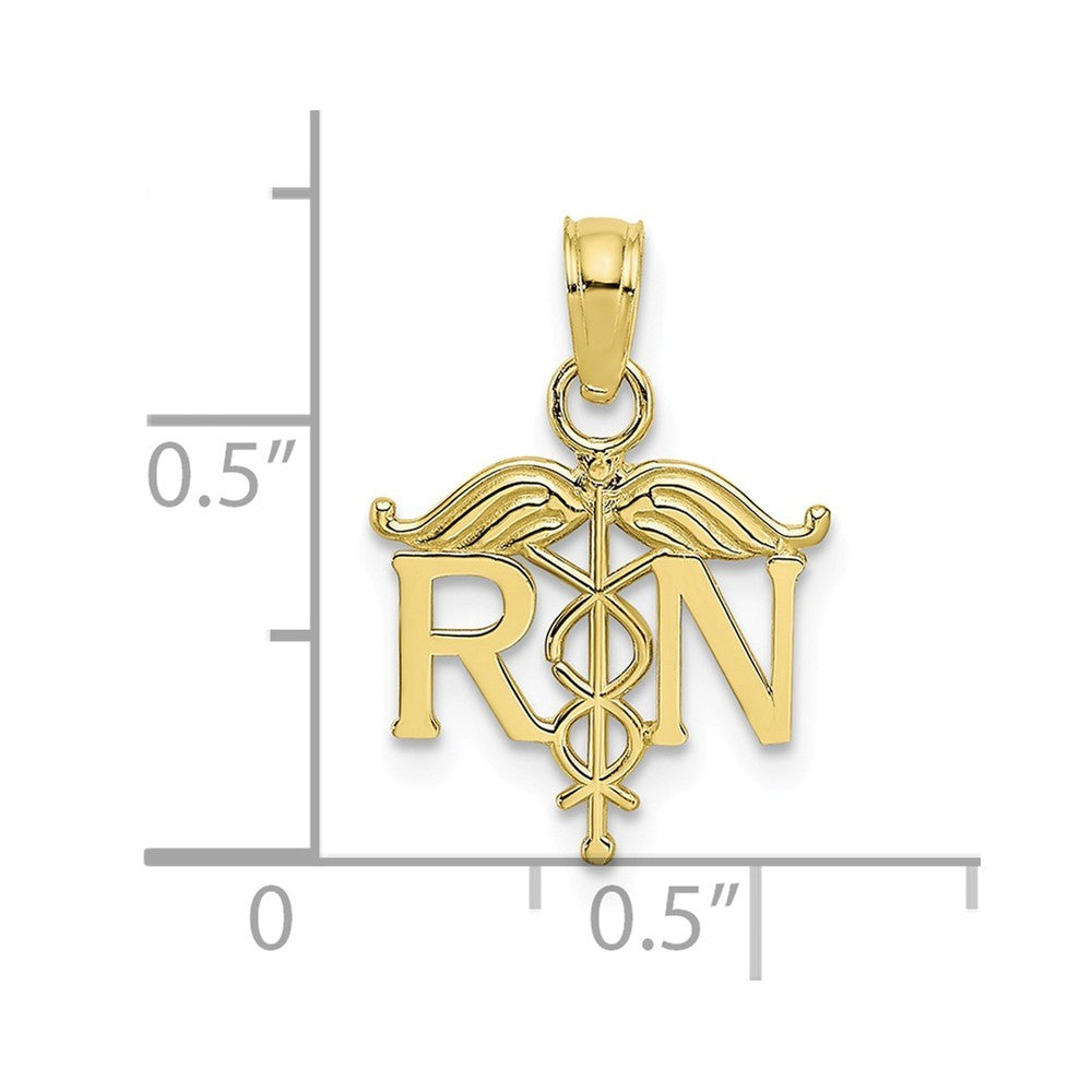 10K Yellow White Gold Registered Nurse Pendant