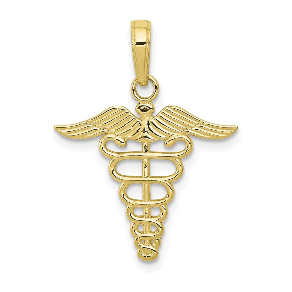 10K Yellow White Gold Cadudeus Pendant