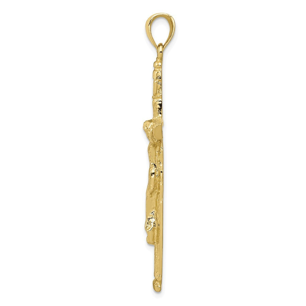 10K Yellow White Gold INRI Crucifix Pendant