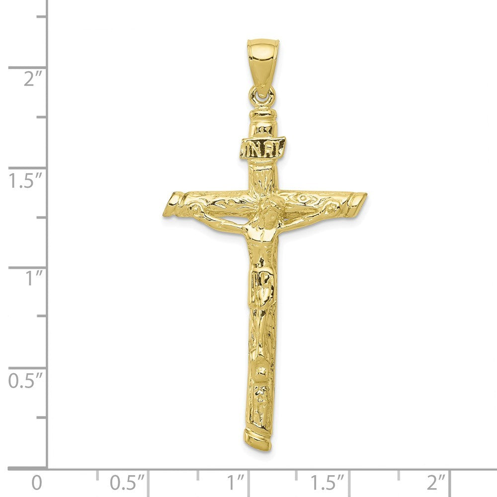 10K Yellow White Gold INRI Crucifix Pendant
