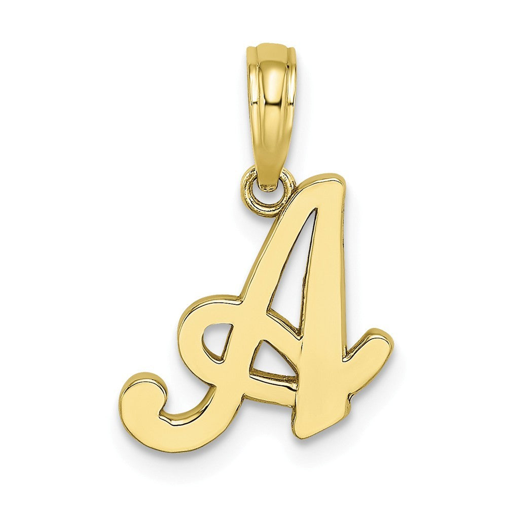 10K Yellow Gold Polished Script Initial Charm Pendant