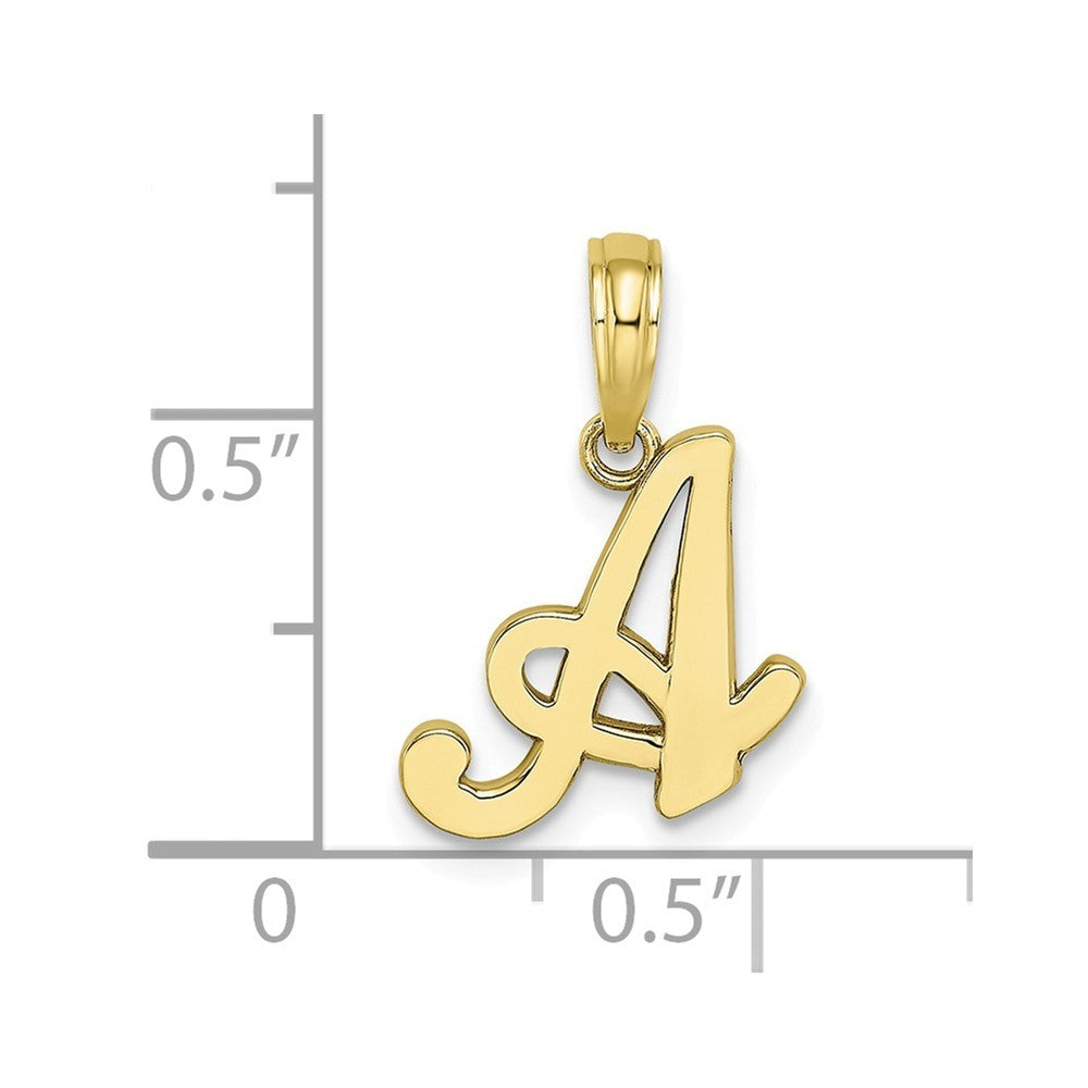 10K Yellow Gold Polished Script Initial Charm Pendant