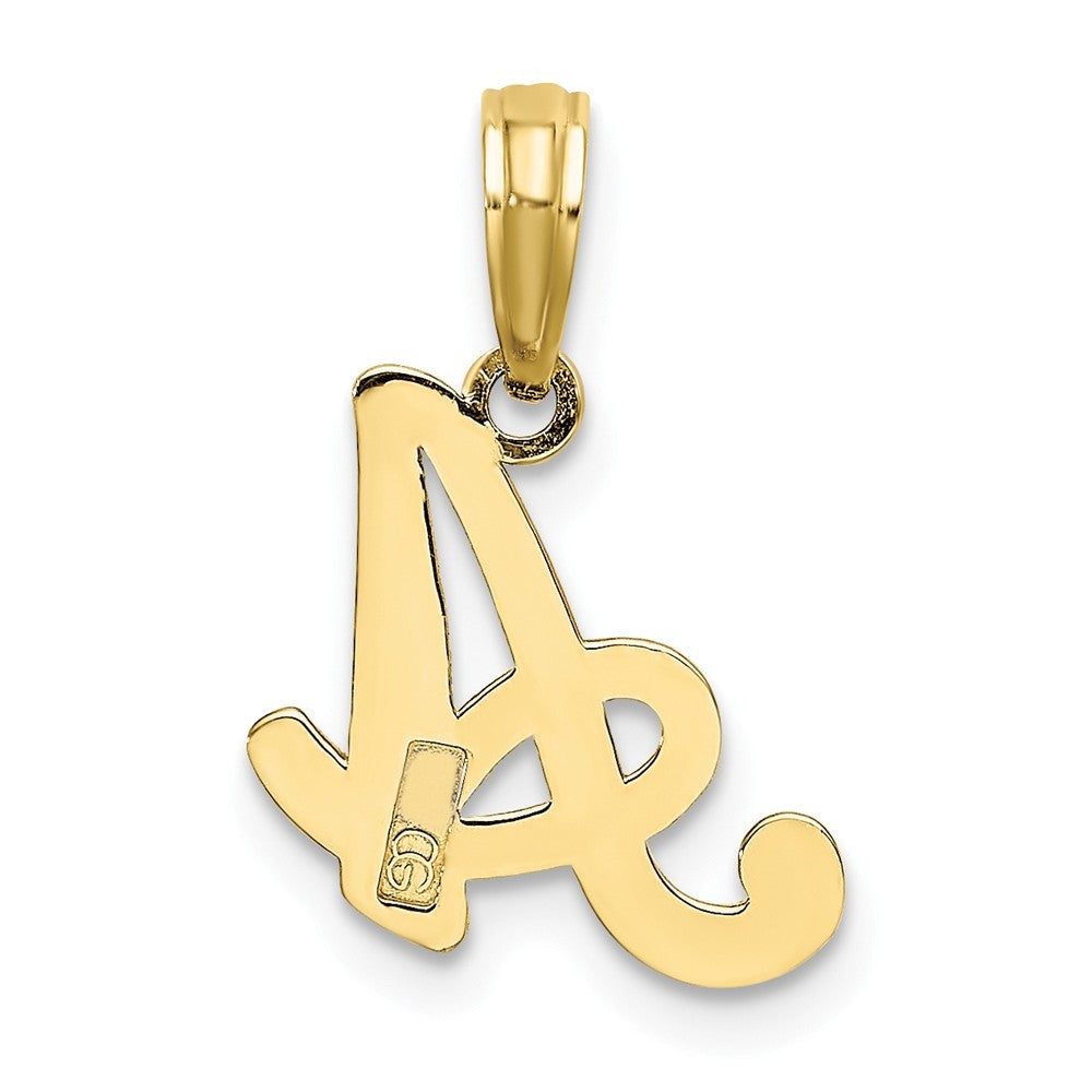 10K Yellow Gold Polished Script Initial Charm Pendant