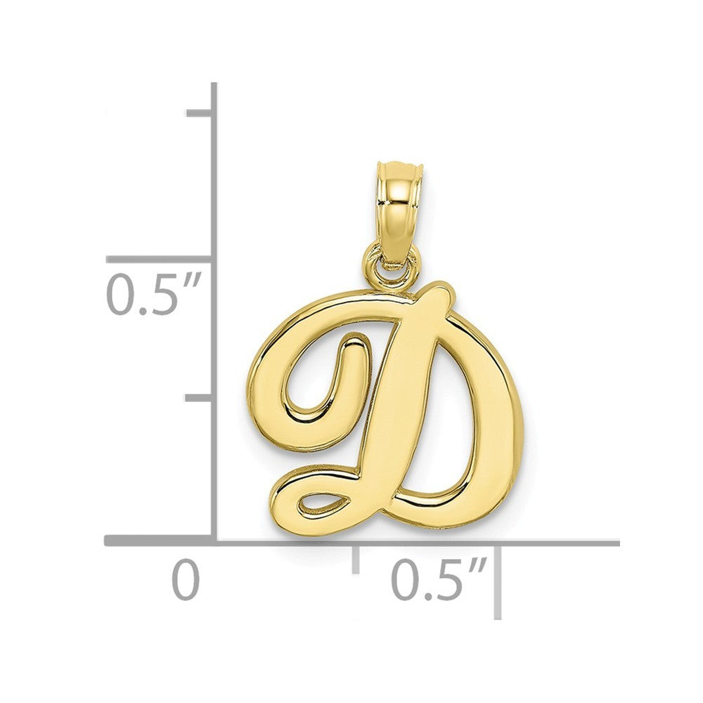 10K Yellow Gold Polished Script Initial Charm Pendant