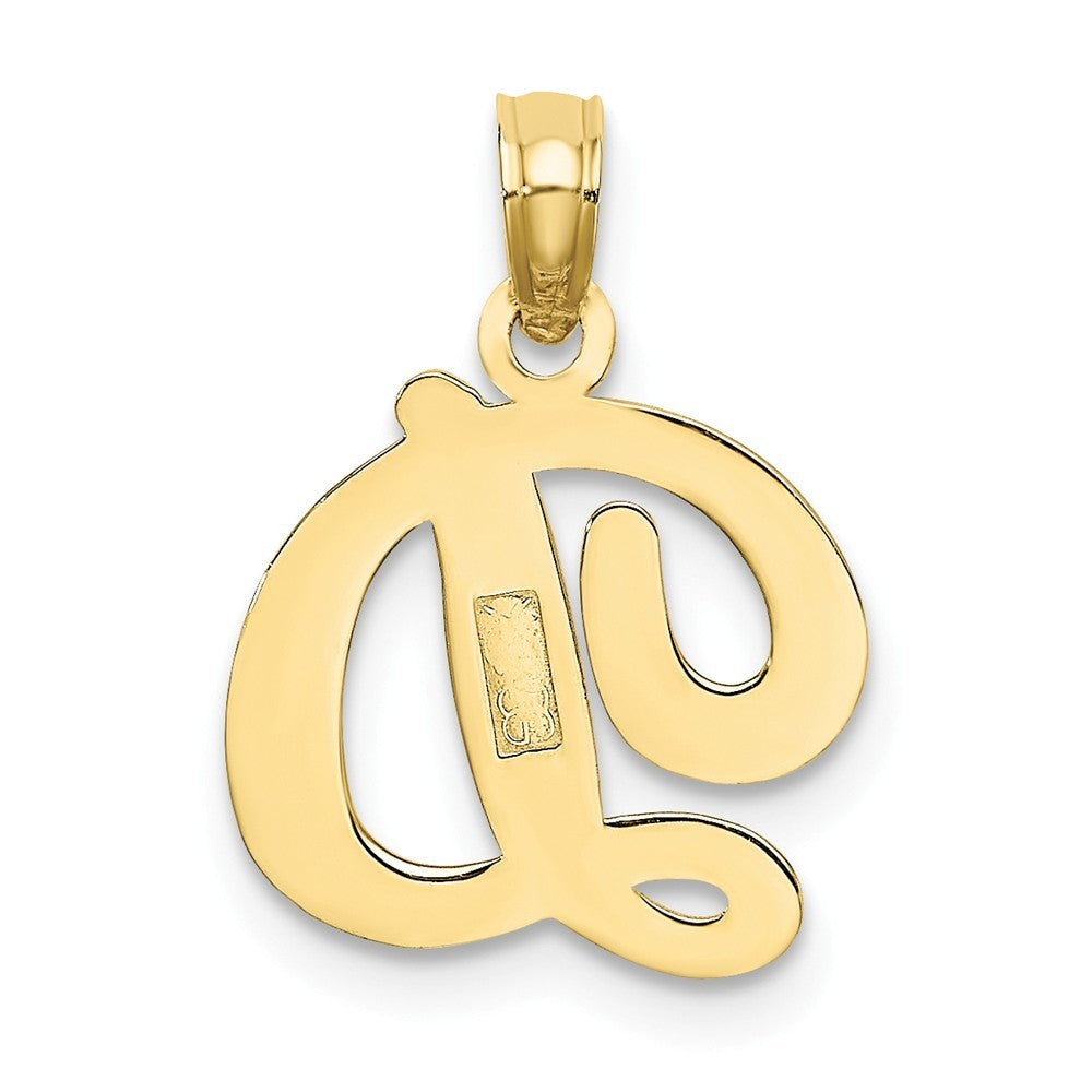 10K Yellow Gold Polished Script Initial Charm Pendant