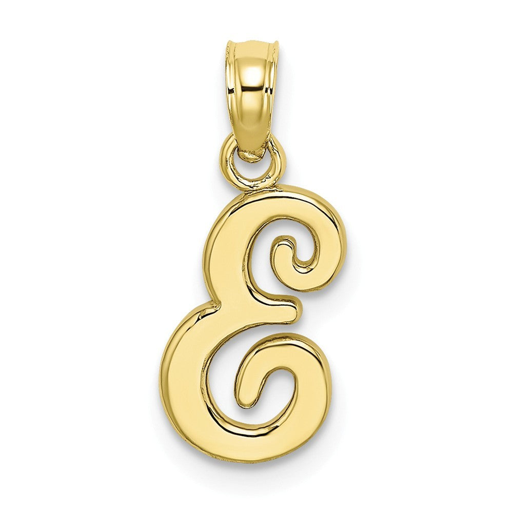 10K Yellow Gold Polished Script Initial Charm Pendant
