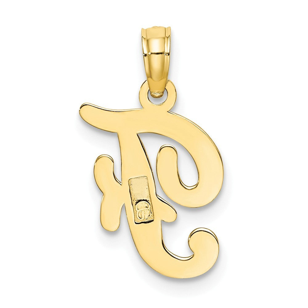 10K Yellow Gold Polished Script Initial Charm Pendant