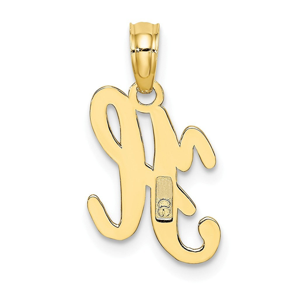10K Yellow Gold Polished Script Initial Charm Pendant