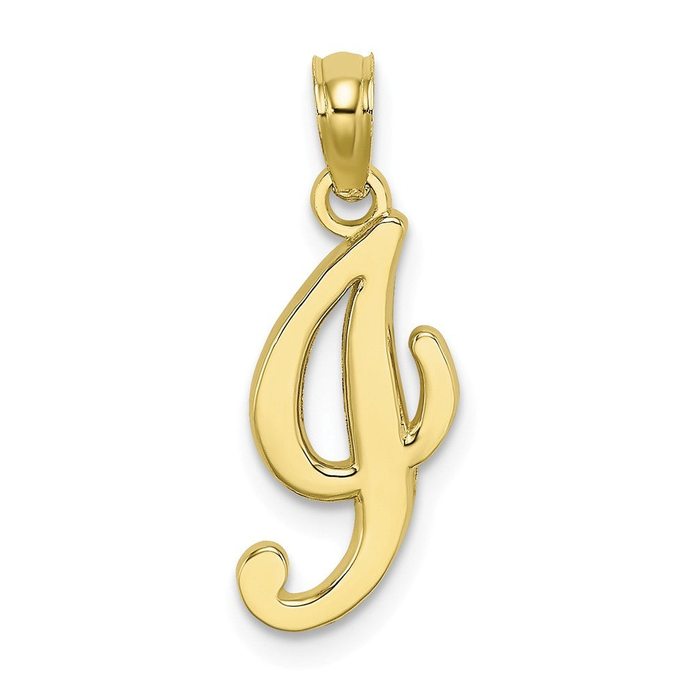 10K Yellow Gold Polished Script Initial Charm Pendant