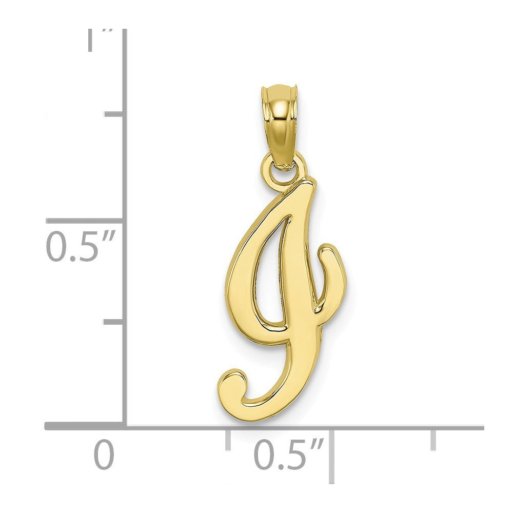 10K Yellow Gold Polished Script Initial Charm Pendant