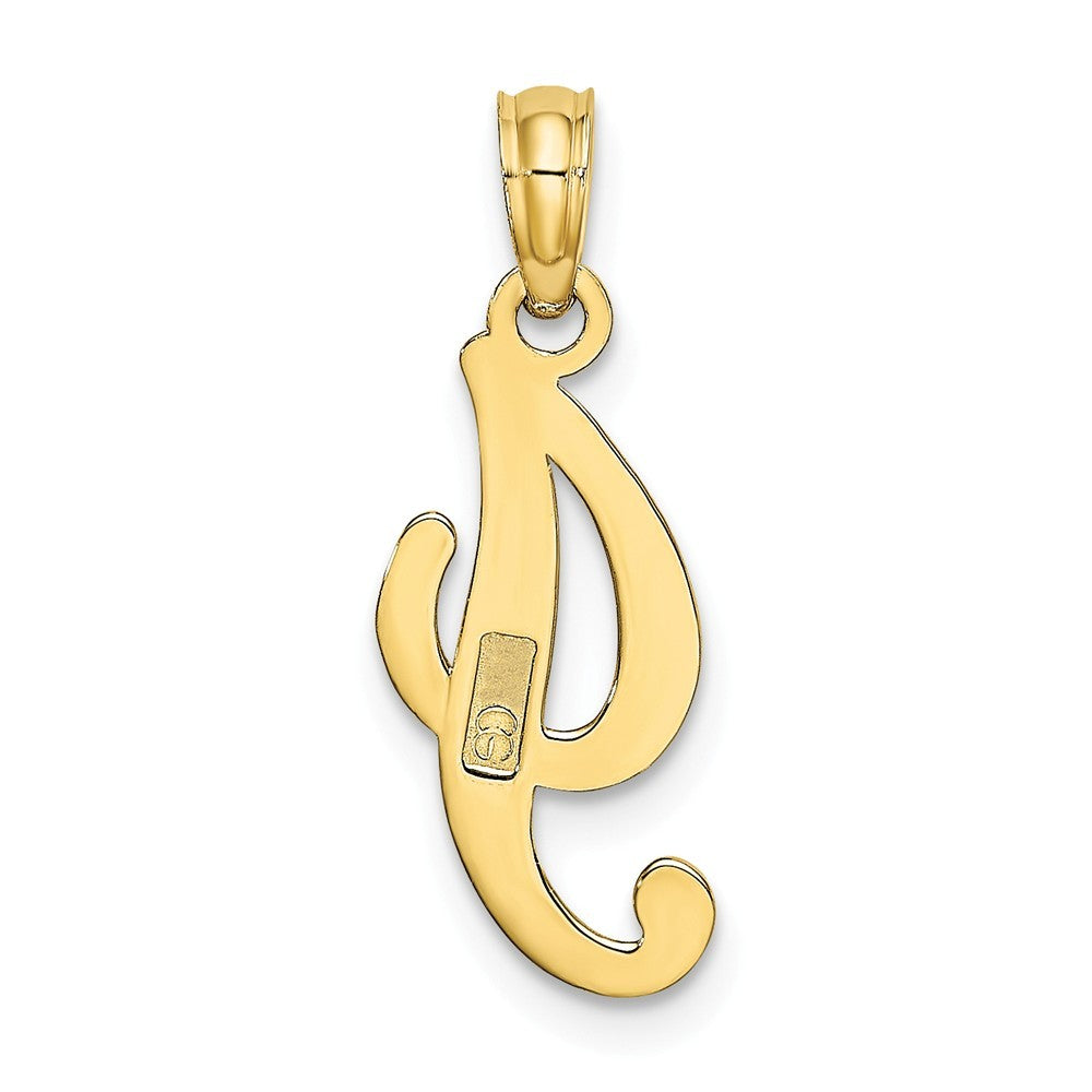 10K Yellow Gold Polished Script Initial Charm Pendant