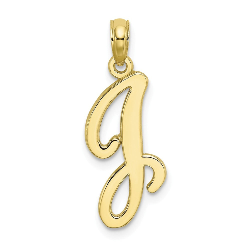 10K Yellow Gold Polished Script Initial Charm Pendant