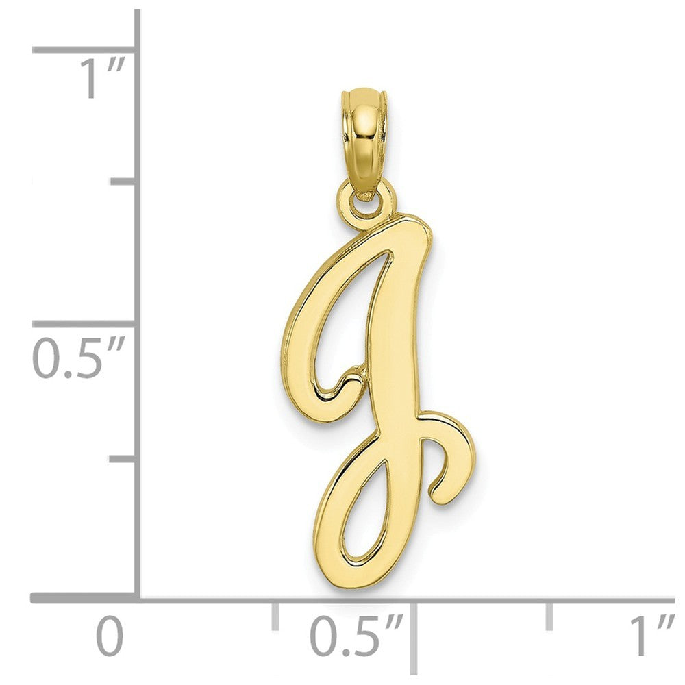 10K Yellow Gold Polished Script Initial Charm Pendant