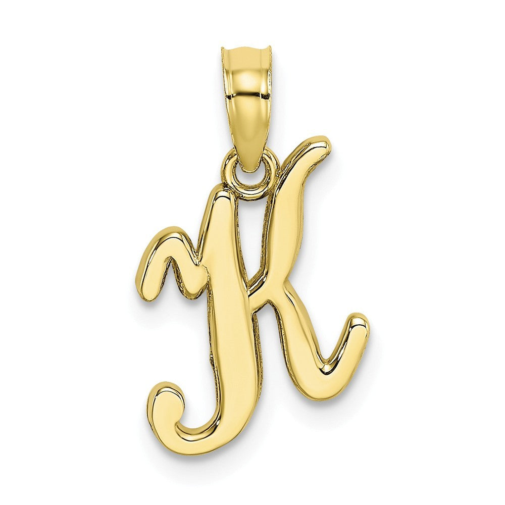 10K Yellow Gold Polished Script Initial Charm Pendant