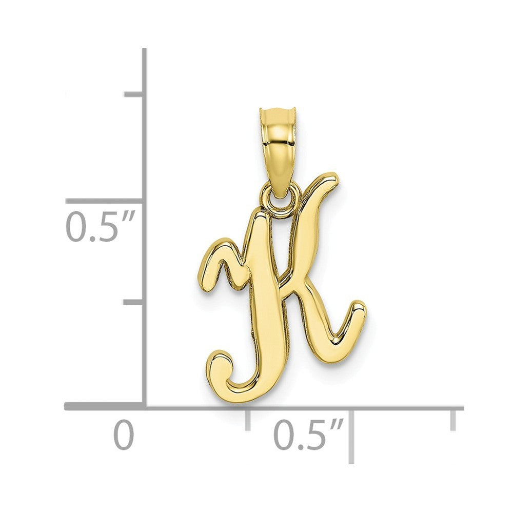 10K Yellow Gold Polished Script Initial Charm Pendant
