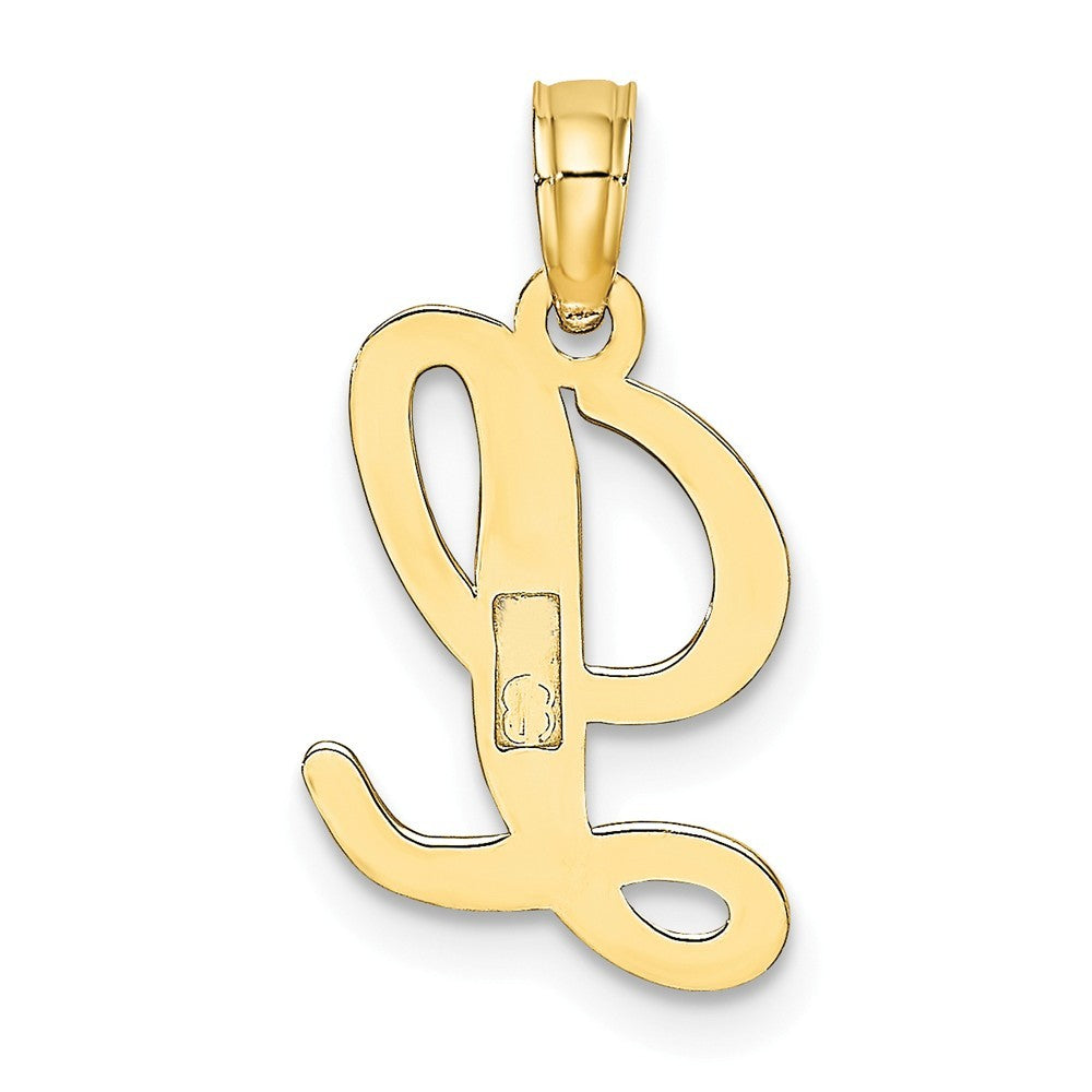 10K Yellow Gold Polished Script Initial Charm Pendant